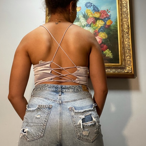 Lilac Velvet Crop Tank Top - Picture 5 of 5